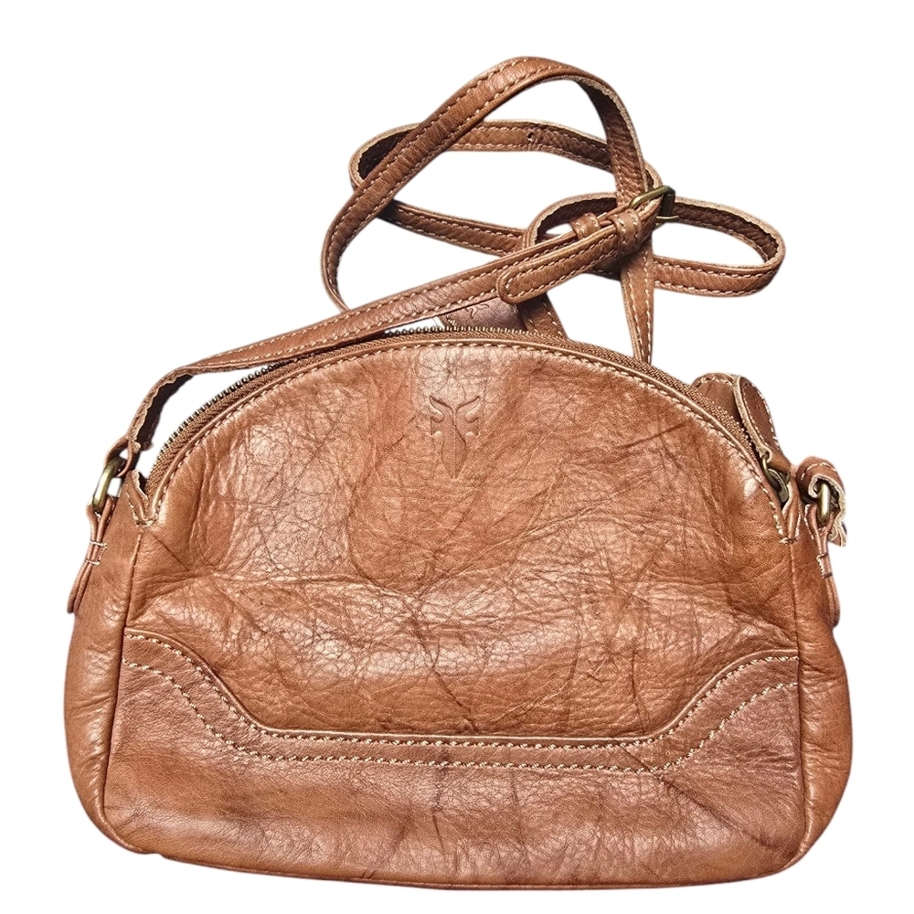 FRYE Leather Crossbody Distressed Brown Bag - Picture 2 of 12